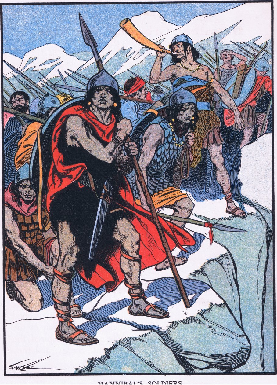 Żołnierze Hannibala (kolorowa litografia) autorstwa Thomas Heath Robinson