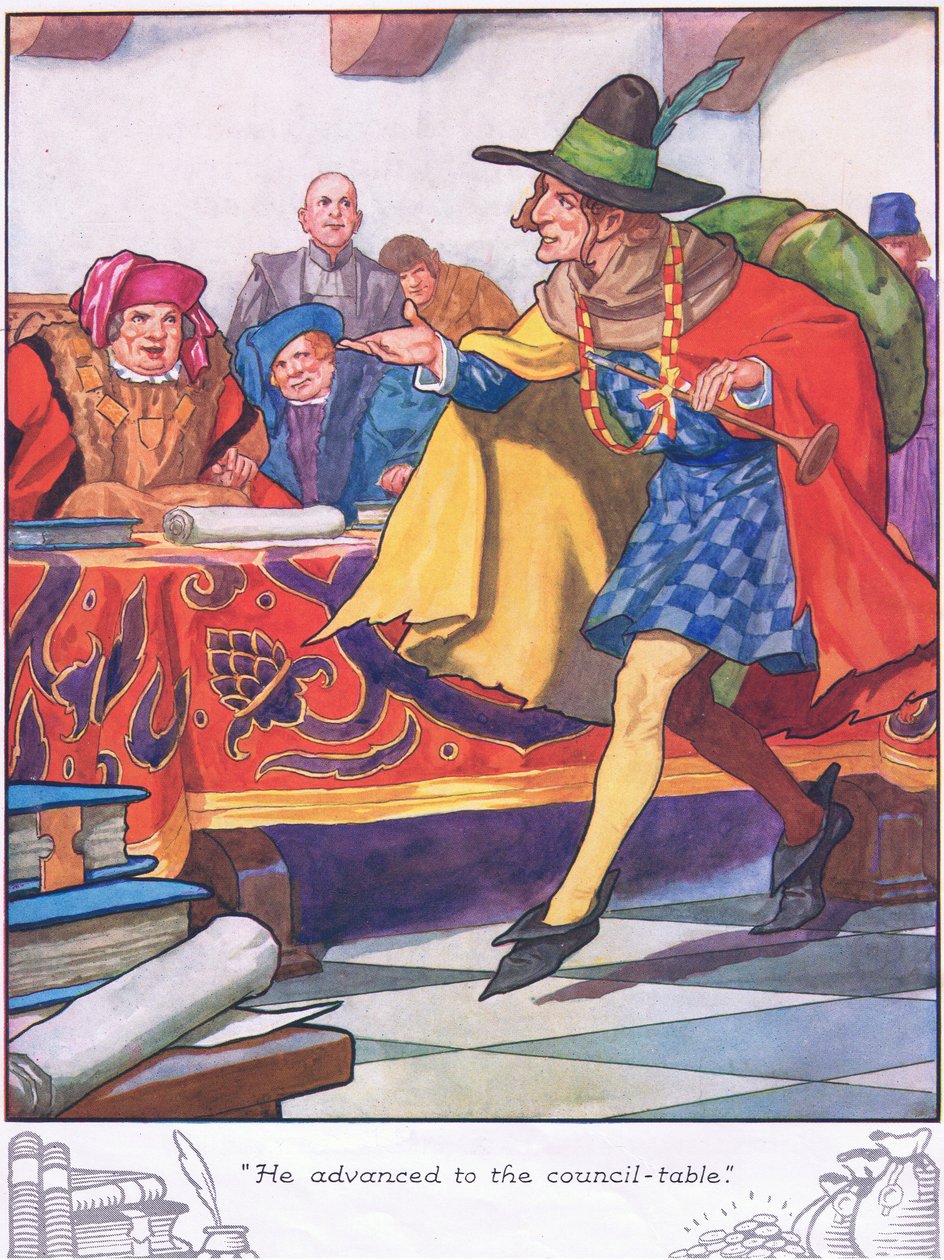 Podszedł do stołu rady (kolorowa litografia) autorstwa Thomas Heath Robinson