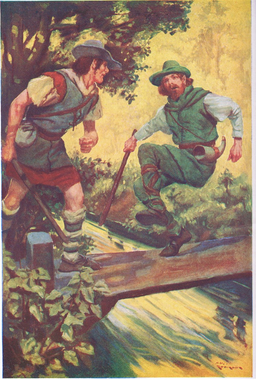 W pechowym momencie poślizgnął się na drewnianych deskach (kolorowa litografia) autorstwa Thomas Heath Robinson