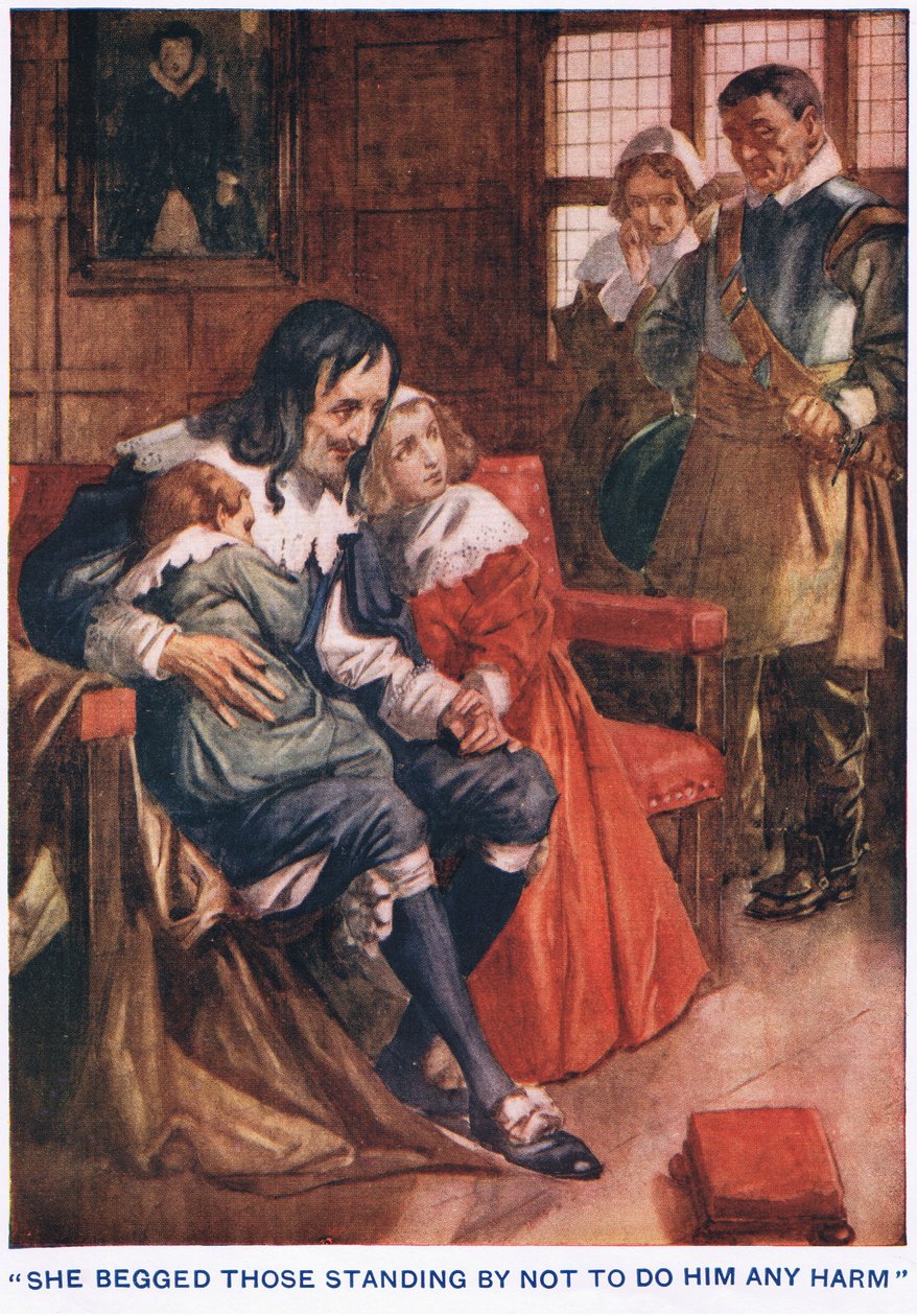 Błagała stojących obok, by nie robili mu krzywdy autorstwa Thomas Heath Robinson