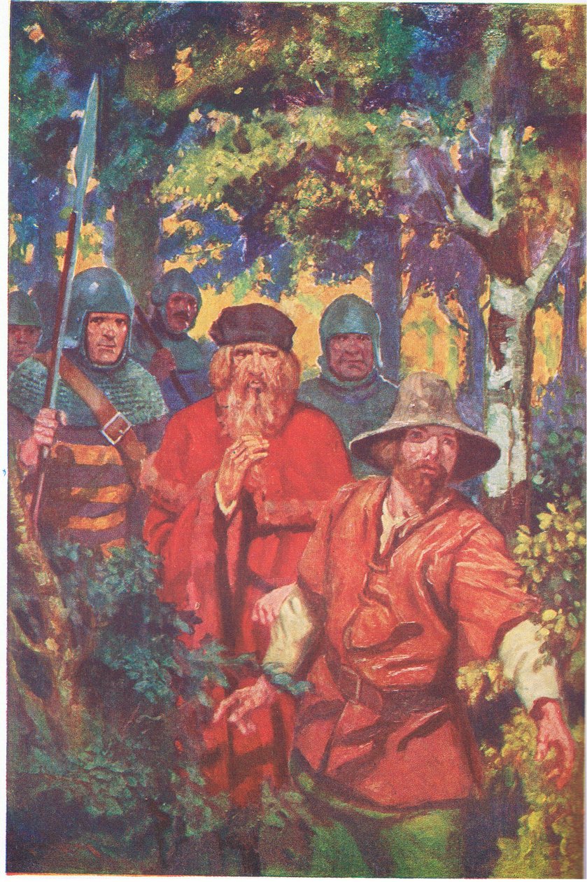 Szeryf ze swoją kompanią trzyma się blisko Robina (kolorowa litografia) autorstwa Thomas Heath Robinson