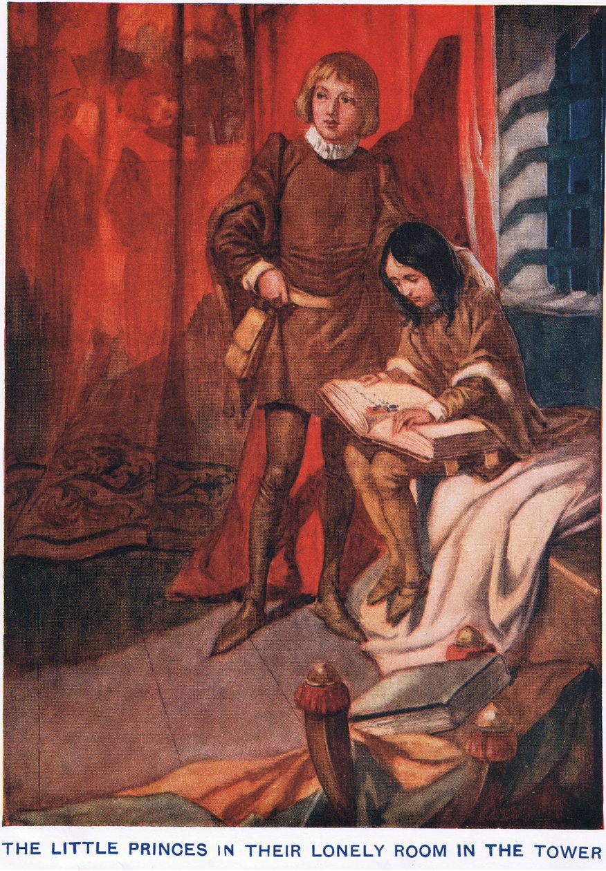 Mali książęta w swoim samotnym pokoju w Tower autorstwa Thomas Heath Robinson