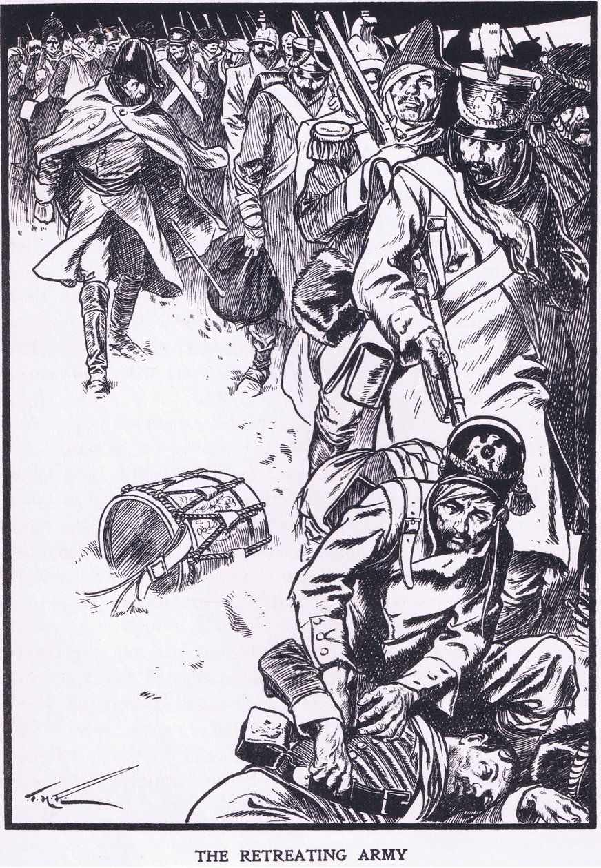 Wycofująca się armia (kolorowa litografia) autorstwa Thomas Heath Robinson