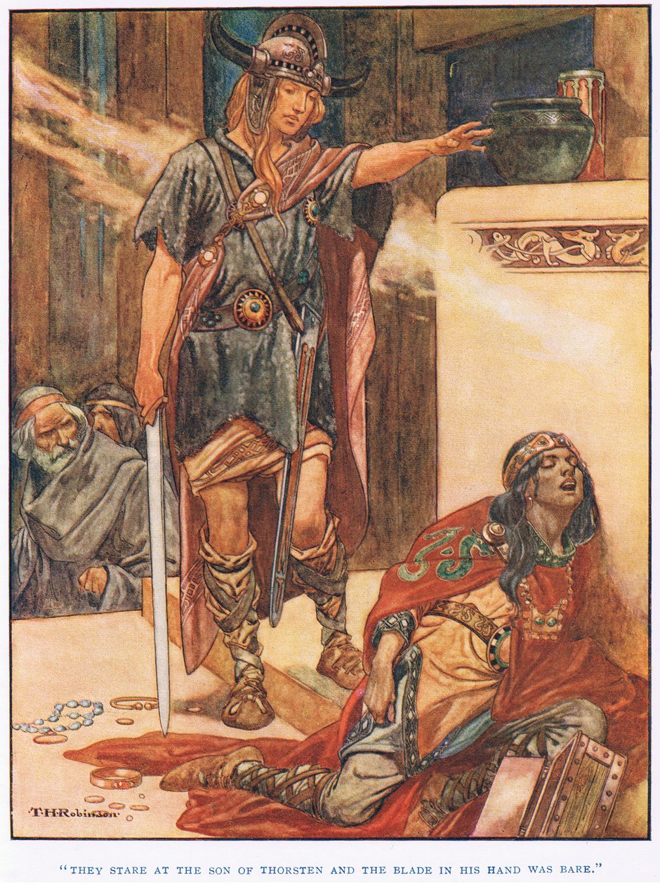 Wpatrują się w syna Thorstena (litho) autorstwa Thomas Heath Robinson