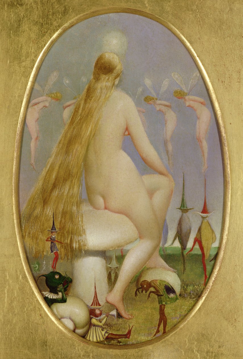 Wróżka siedząca na grzybie, ok. 1860 autorstwa Thomas Heatherley