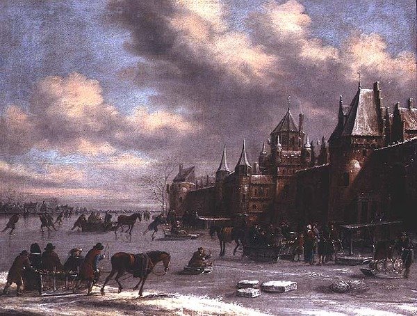 Holenderska scena łyżwiarska w ujściu rzeki autorstwa Thomas Heeremans