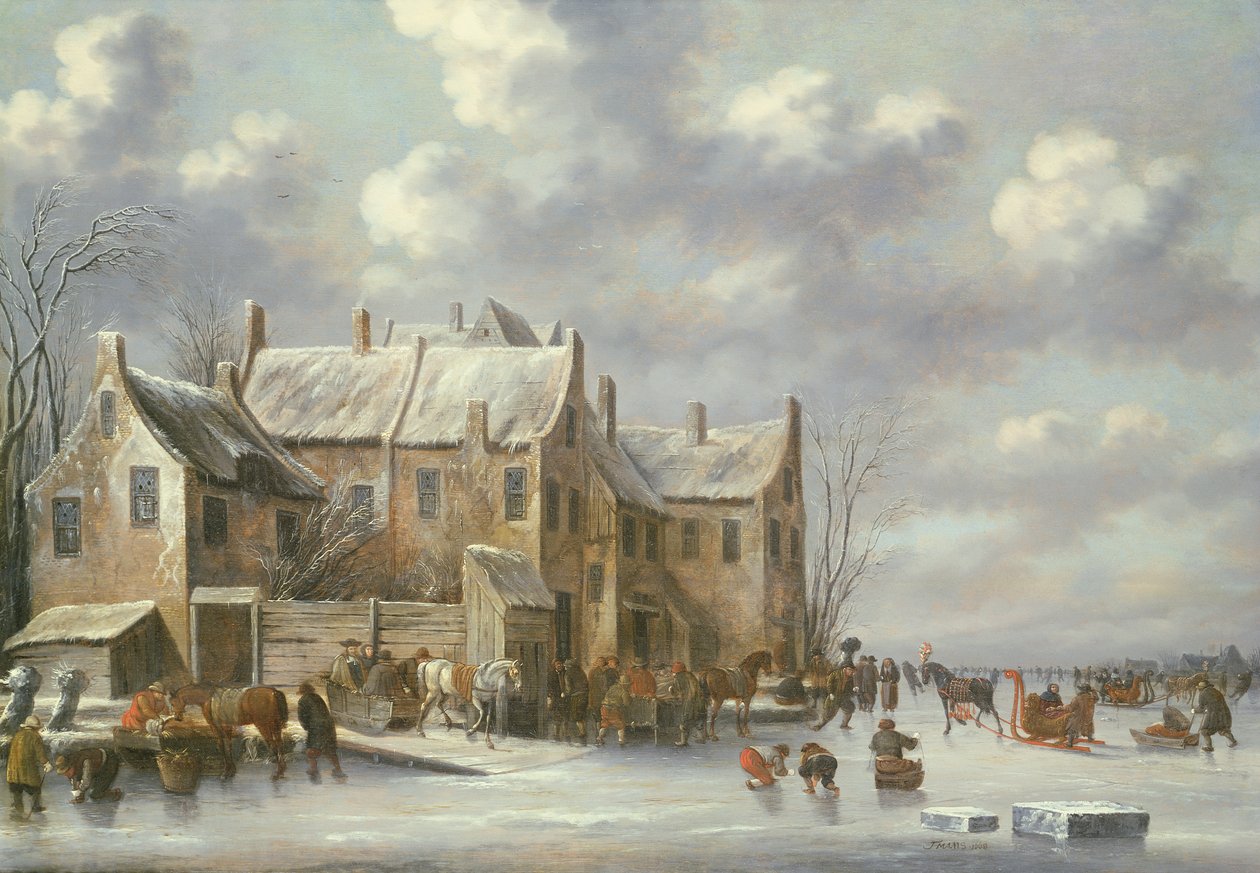 Zimowa scena z widokiem na Medemblik autorstwa Thomas Heeremans