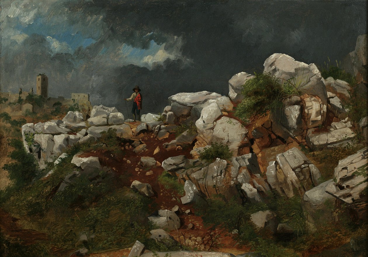 Pejzaż włoski (olej na papierze, montaż na płycie kompozytowej) autorstwa Thomas Hicks