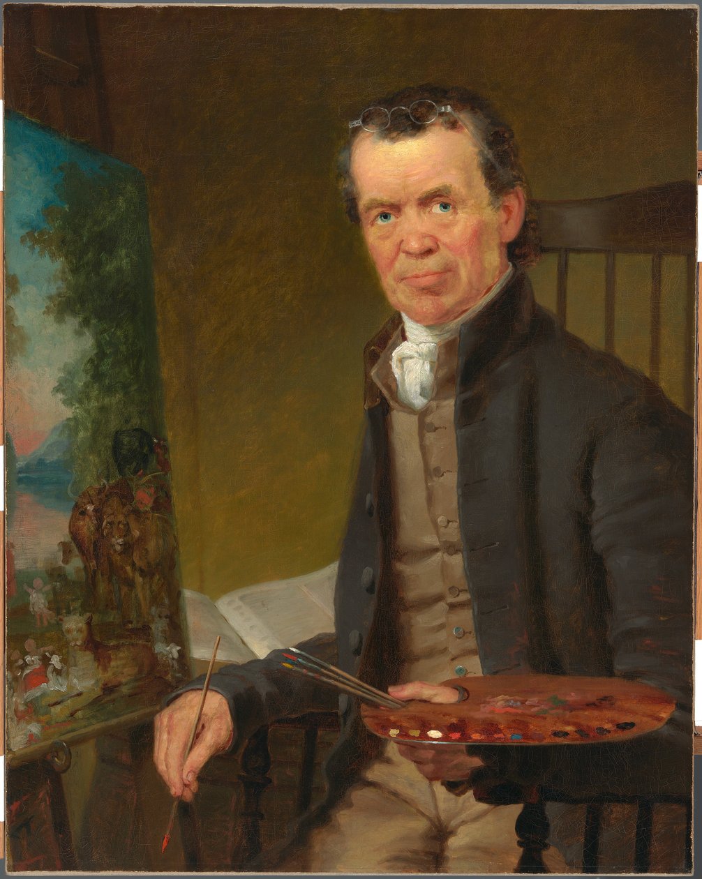 Portret Edwarda Hicksa malującego Pokojowe Królestwo autorstwa Thomas Hicks