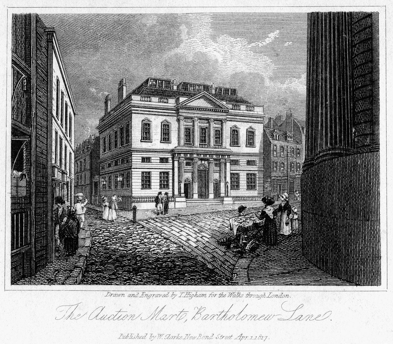 Targ aukcyjny, Bartholomew Lane, City of London, 1817. autorstwa Thomas Higham