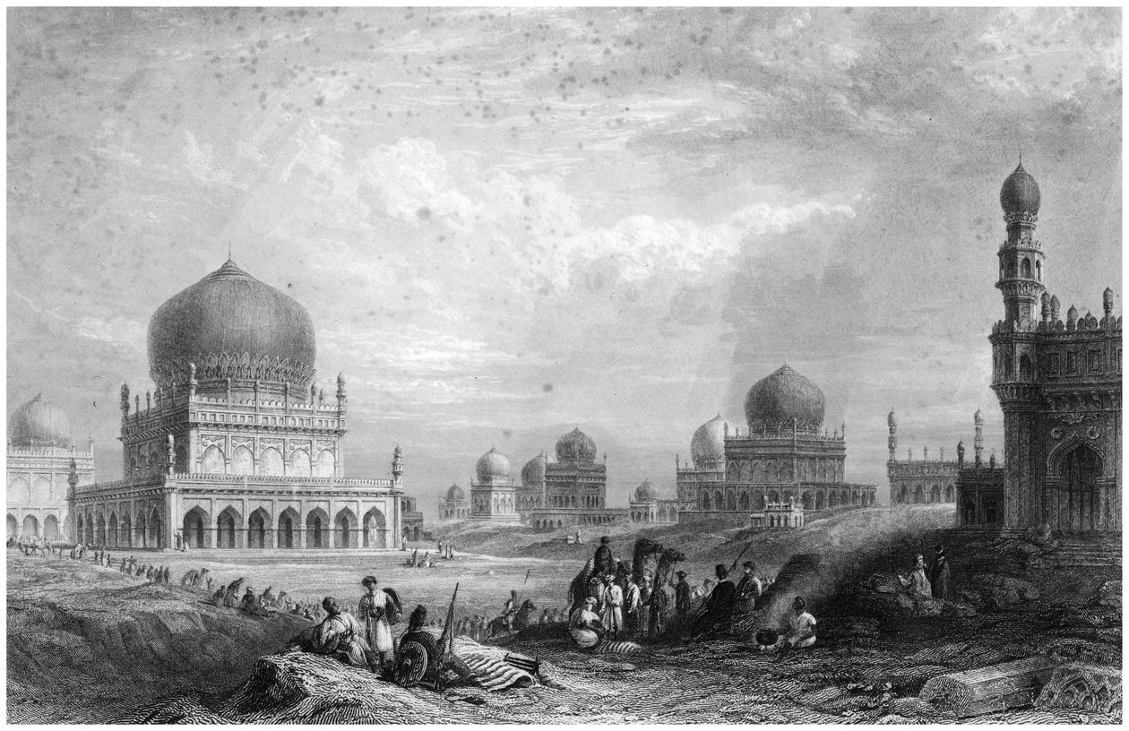 Grobowce Królów Golcondy, Andhra Pradesh, Indie, 1844. autorstwa Thomas Higham