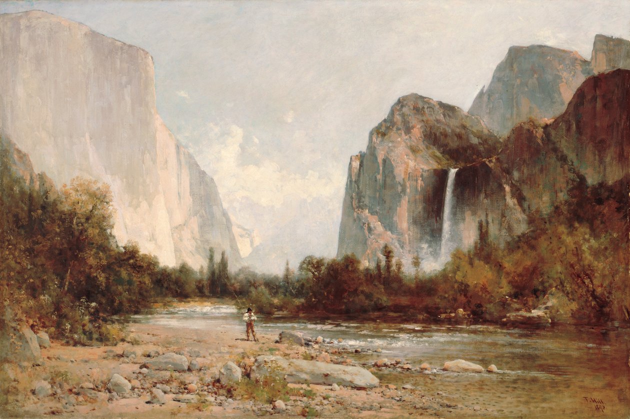 Yosemite, wodospad Bridal Veil autorstwa Thomas Hill