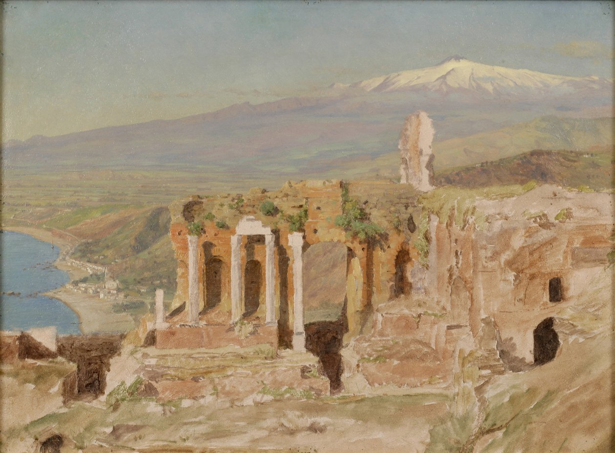 Widok ruin teatru greckiego w Taorminie i Etnie na Sycylii autorstwa Thomas Hiram Hotchkiss