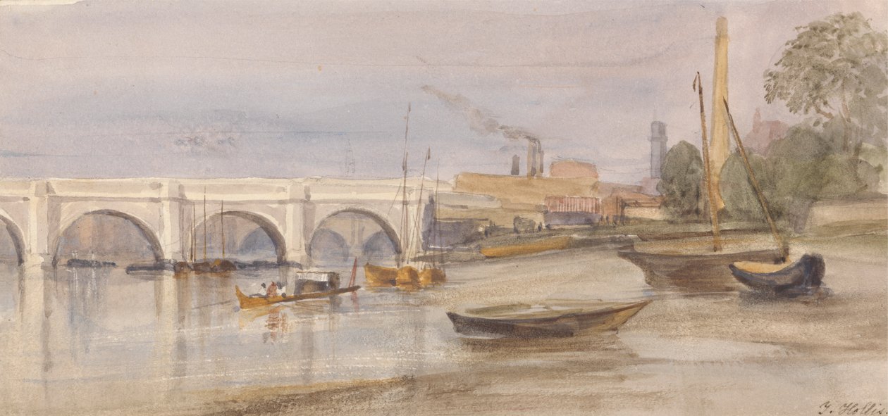 Most Westminsterski z Lambeth Shore autorstwa Thomas Hollis