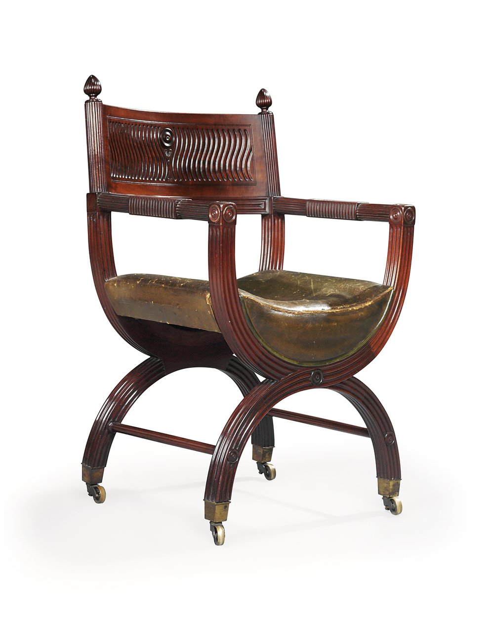 Późno wiktoriański fotel Mahogany X-Frame, przypisywany Marsh, Jones & Cribb, według projektu Thomasa Hope, ok. 1880 (mahoń) autorstwa Thomas Hope
