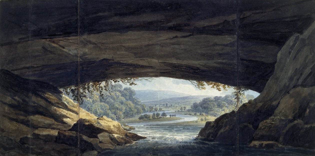 Wnętrze jaskini w Porth yr Ogof (akwarela na papierze) autorstwa Thomas Hornor
