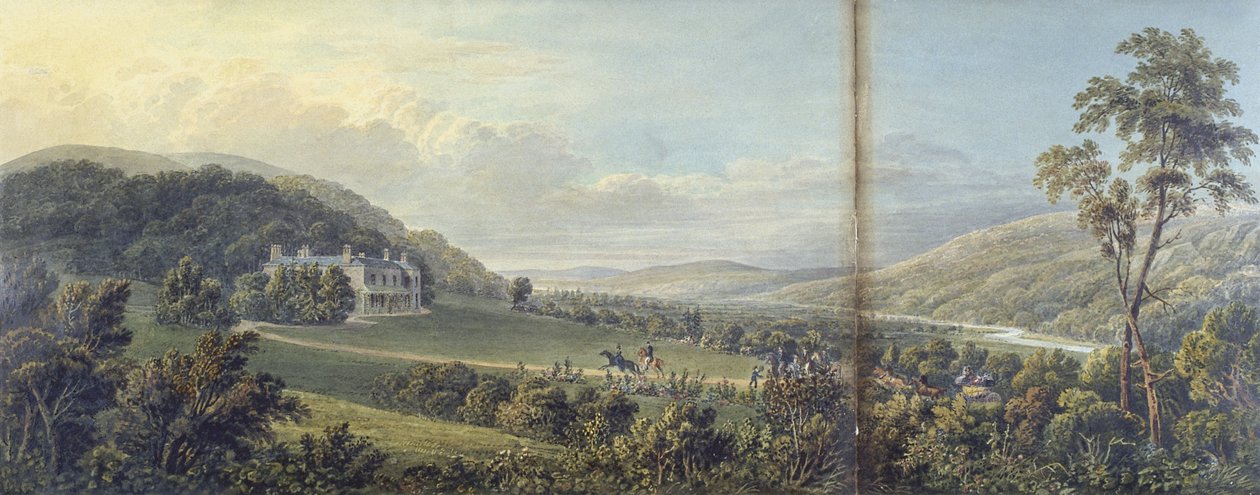 Panorama Rheola (akwarela na karcie) autorstwa Thomas Hornor