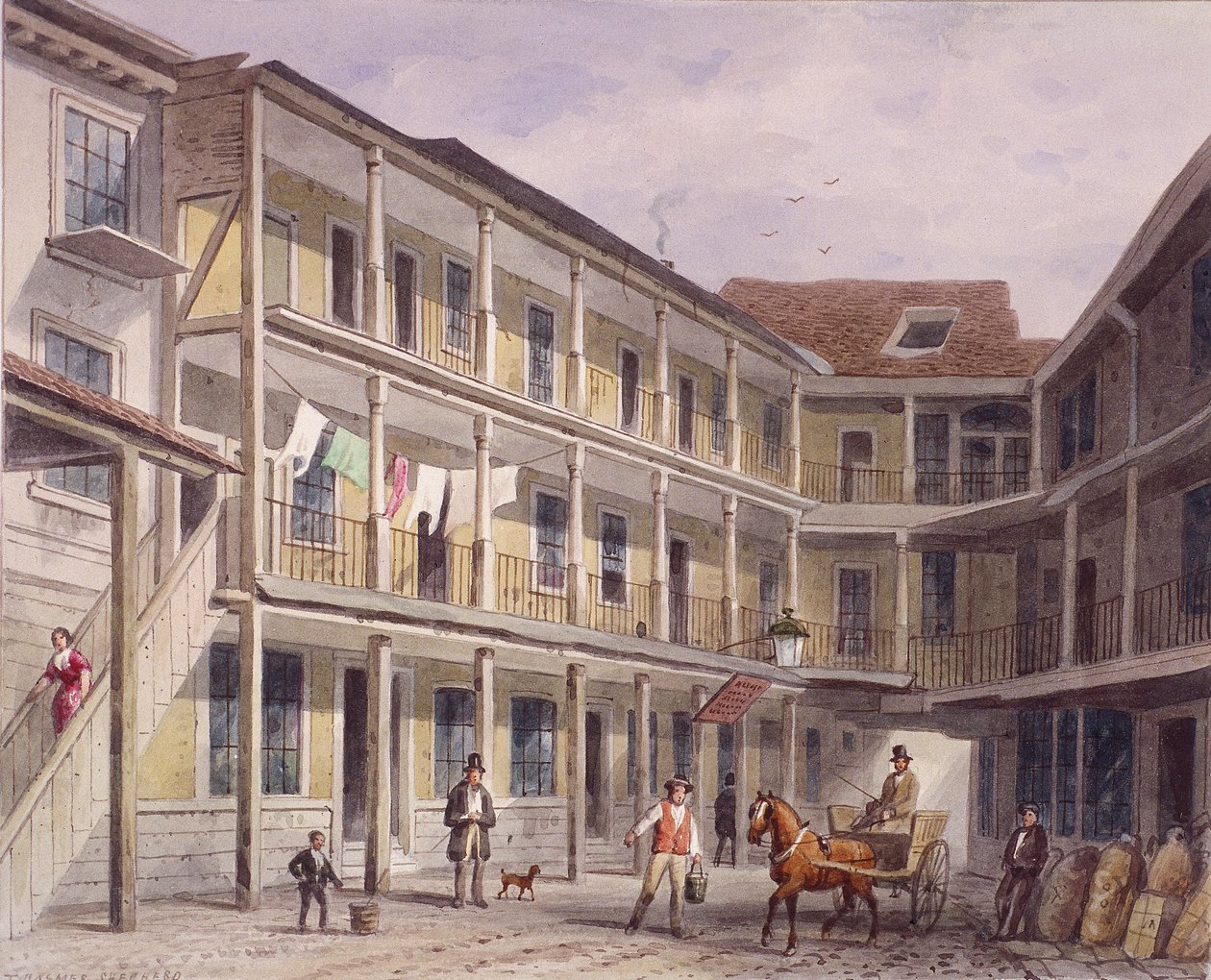 Aldgate High Street, Londyn, ok. 1850 autorstwa Thomas Hosmer Shepherd