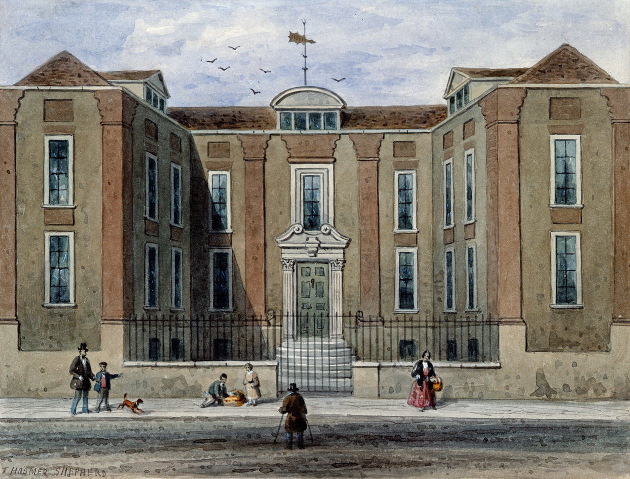 Starożytna rezydencja, zwana Pritchett Hall, South Side of Union St., Southwark, 1828 autorstwa Thomas Hosmer Shepherd