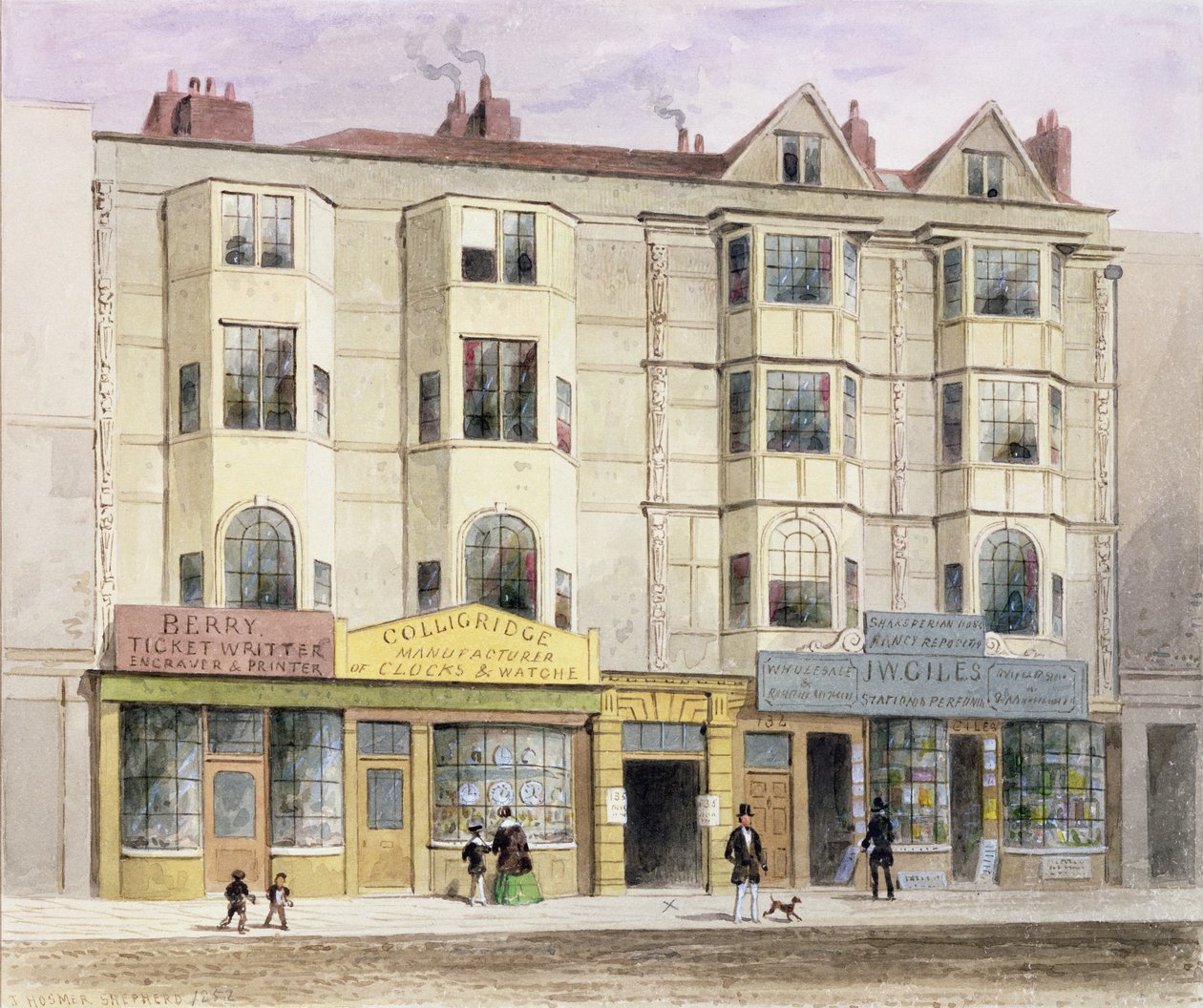 Stary dom zwany Tawerną Half Moon, po zachodniej stronie Aldersgate Street, 1852 autorstwa Thomas Hosmer Shepherd