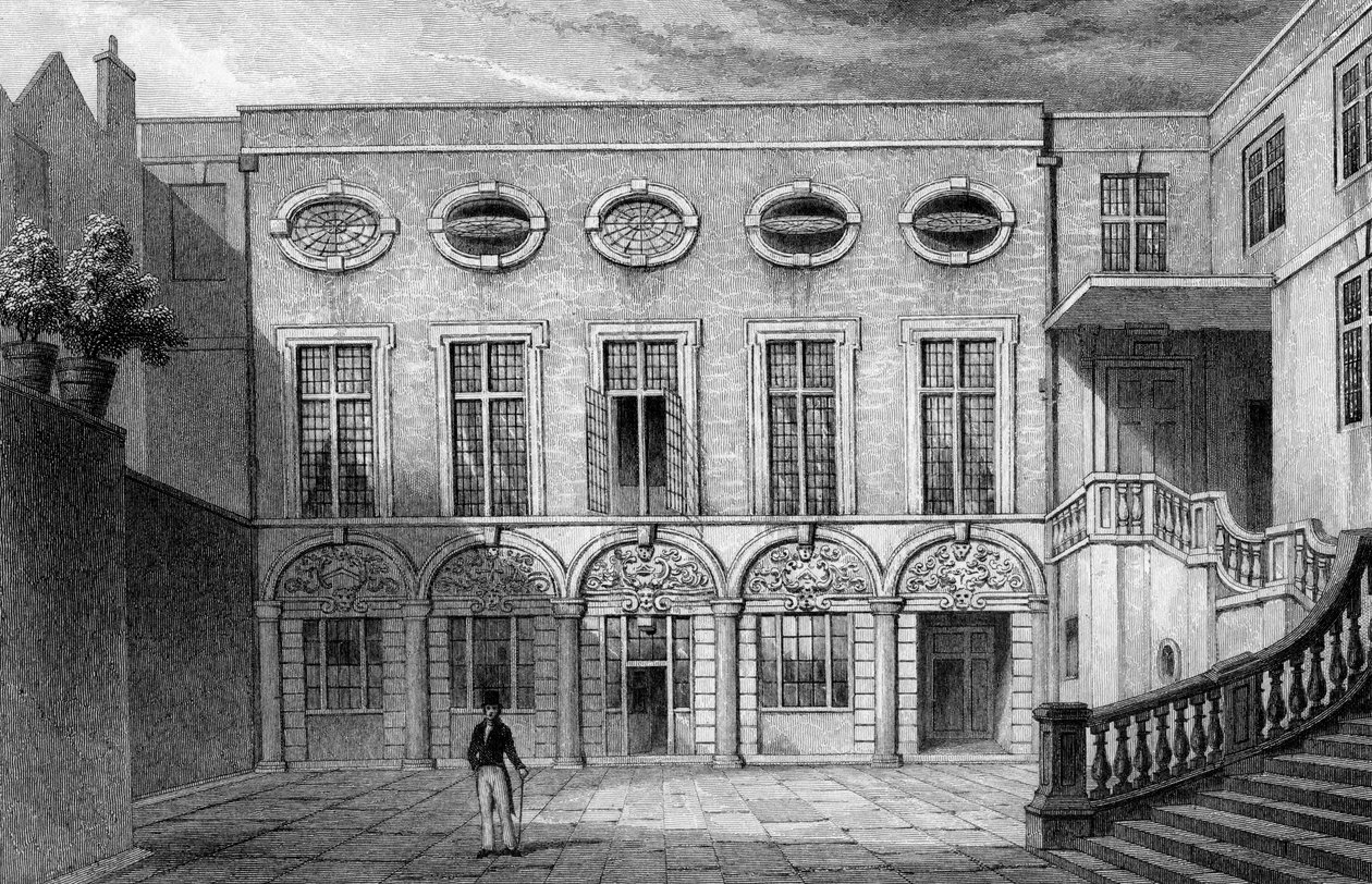 Hala Piwowarów, ul. Addle, grafika W. Radclyffe, 1831 autorstwa Thomas Hosmer Shepherd