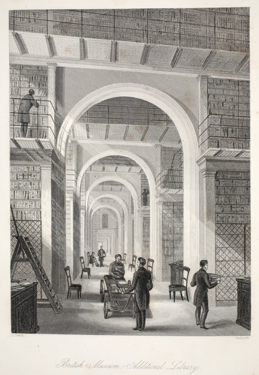 British Museum, Dodatkowa Biblioteka, z pubu „London Interiors withich Costumes and Ceremonies”. Joseph Mead, Londyn, c.1843 (rycina stalowa) autorstwa Thomas Hosmer Shepherd