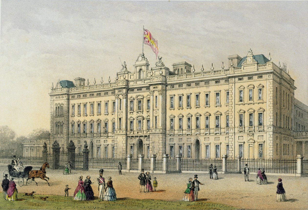 Pałac Buckingham, ryty Bachelier, wyd. 1854 autorstwa Thomas Hosmer Shepherd