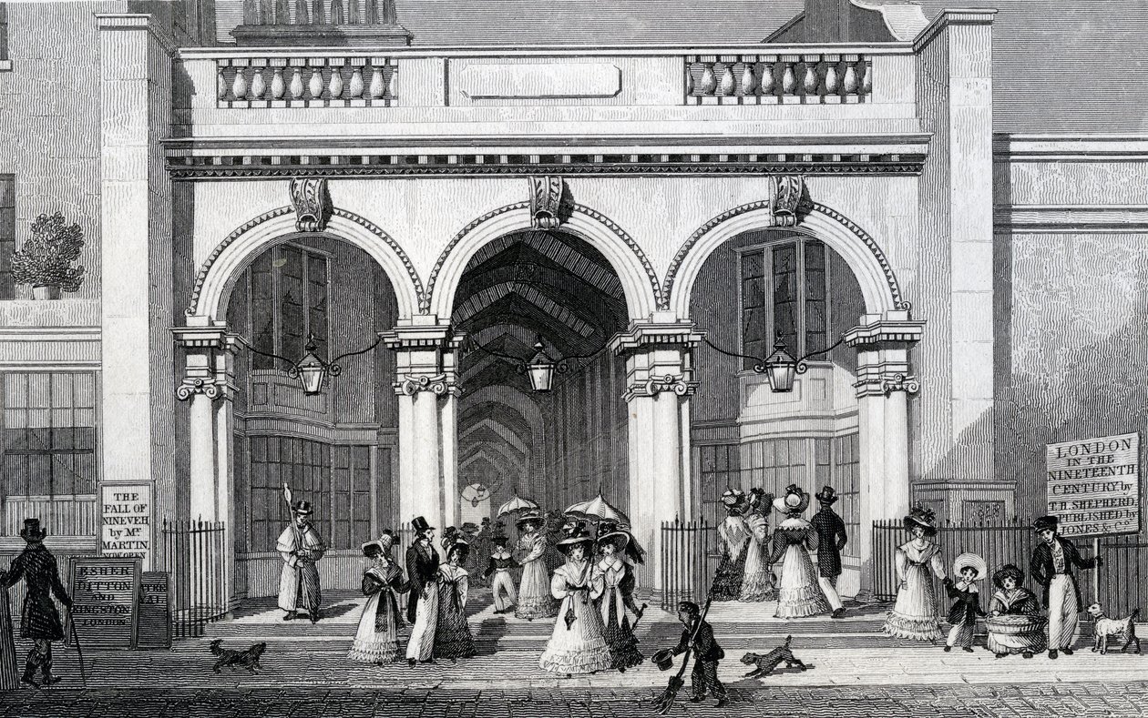 Burlington Arcade, Picadilly, grawerowane przez Williama Tomblesona, 1828 autorstwa Thomas Hosmer Shepherd