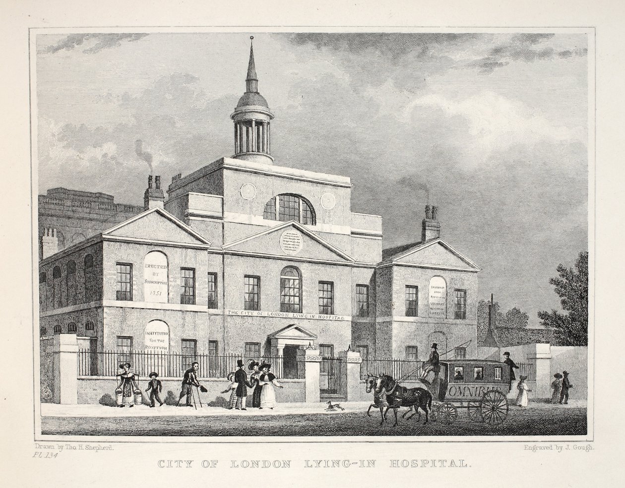 City of London Leżąc w szpitalu, z pubu „Londyn i jego okolice w XIX wieku”. Jones und Co., 1827-1829 autorstwa Thomas Hosmer Shepherd