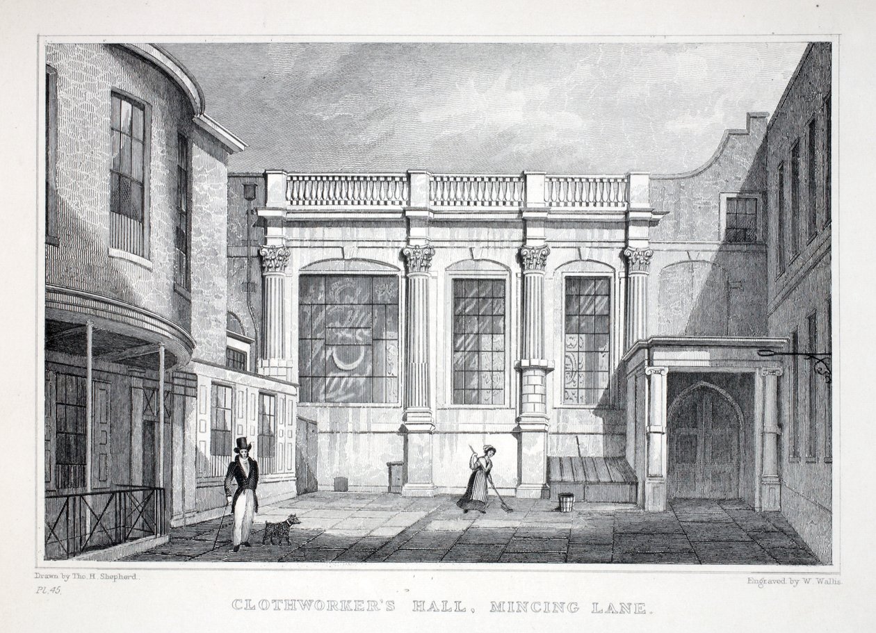 Sukiennica, Mincing Lane, z pubu „Londyn i jego okolice w XIX wieku”. Jones und Co., 1827-1829 autorstwa Thomas Hosmer Shepherd