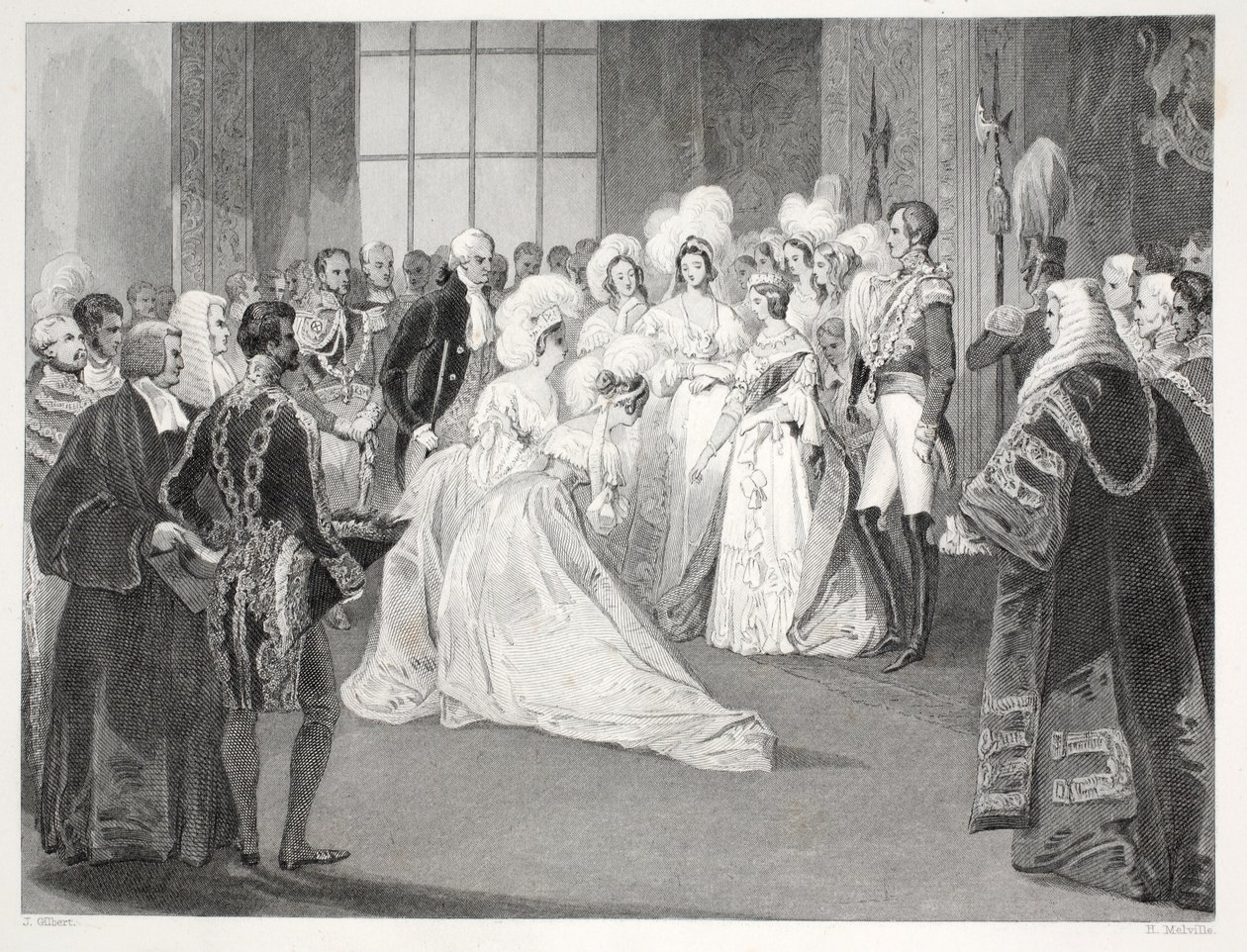 Salon Królowej Wiktorii z pubu „London Interiors withich Costumes and Ceremonies”. Joseph Mead, Londyn, c.1843 (rycina stalowa) autorstwa Thomas Hosmer Shepherd