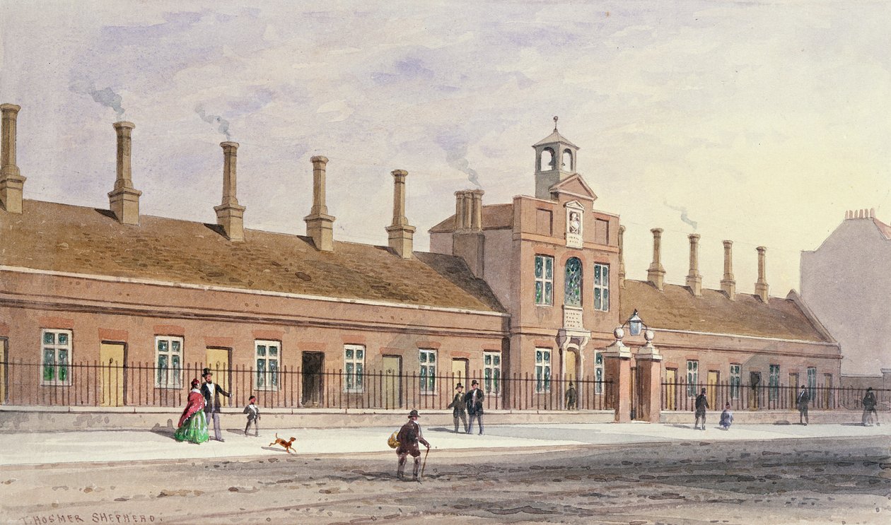 Emery Hills Alms Houses w Rochester Row, 1850 autorstwa Thomas Hosmer Shepherd