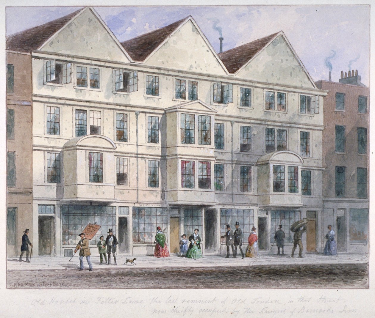 Fetter Lane, City of London, 1855 autorstwa Thomas Hosmer Shepherd