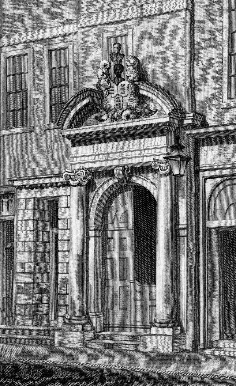 Sala Pasarów, ul. Basinghall, grafika wykonana przez J. Greiga, ok. 1930 r. 1829-31 autorstwa Thomas Hosmer Shepherd