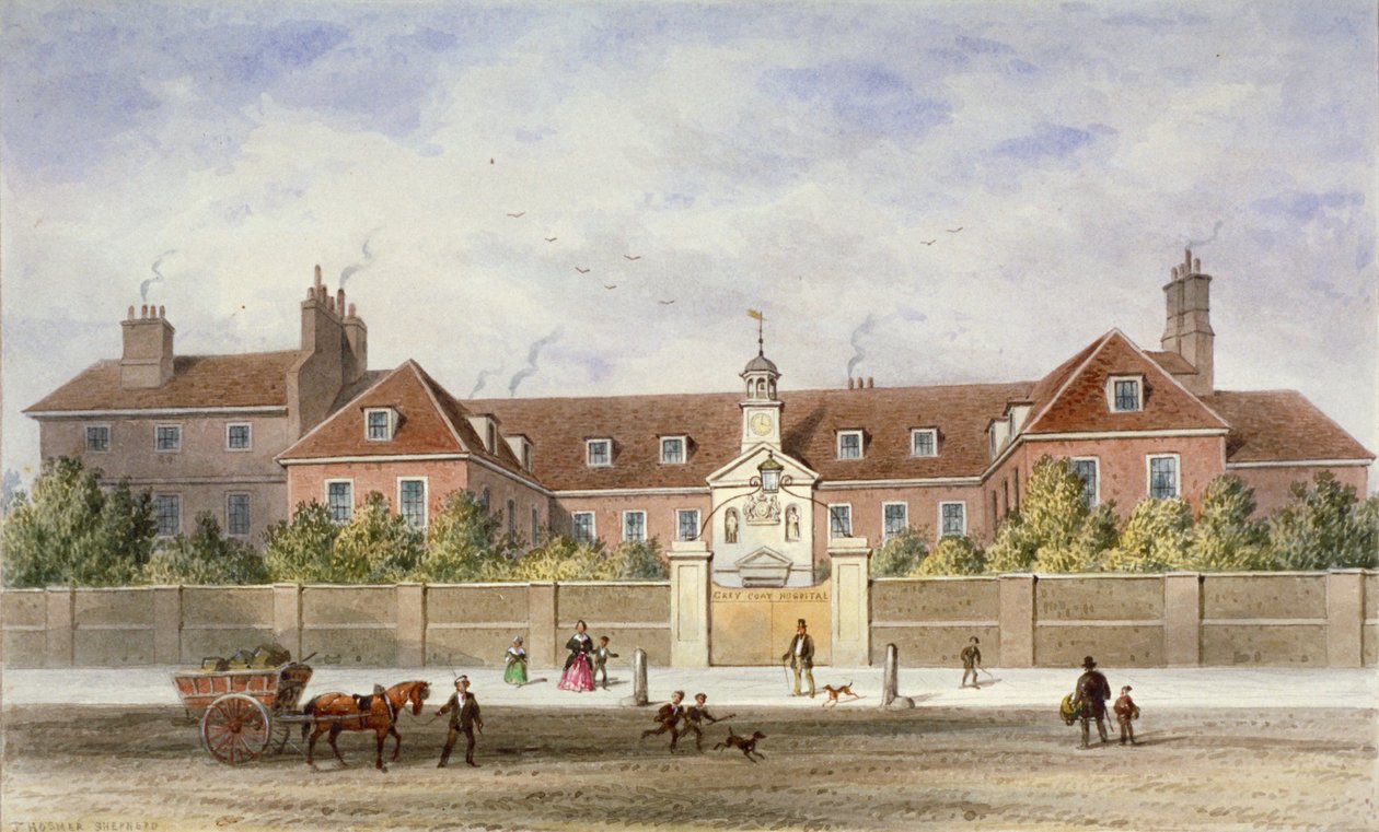 Szpital Grey Coat, Tothill Fields, Westminster, Londyn, ok. 1840 autorstwa Thomas Hosmer Shepherd