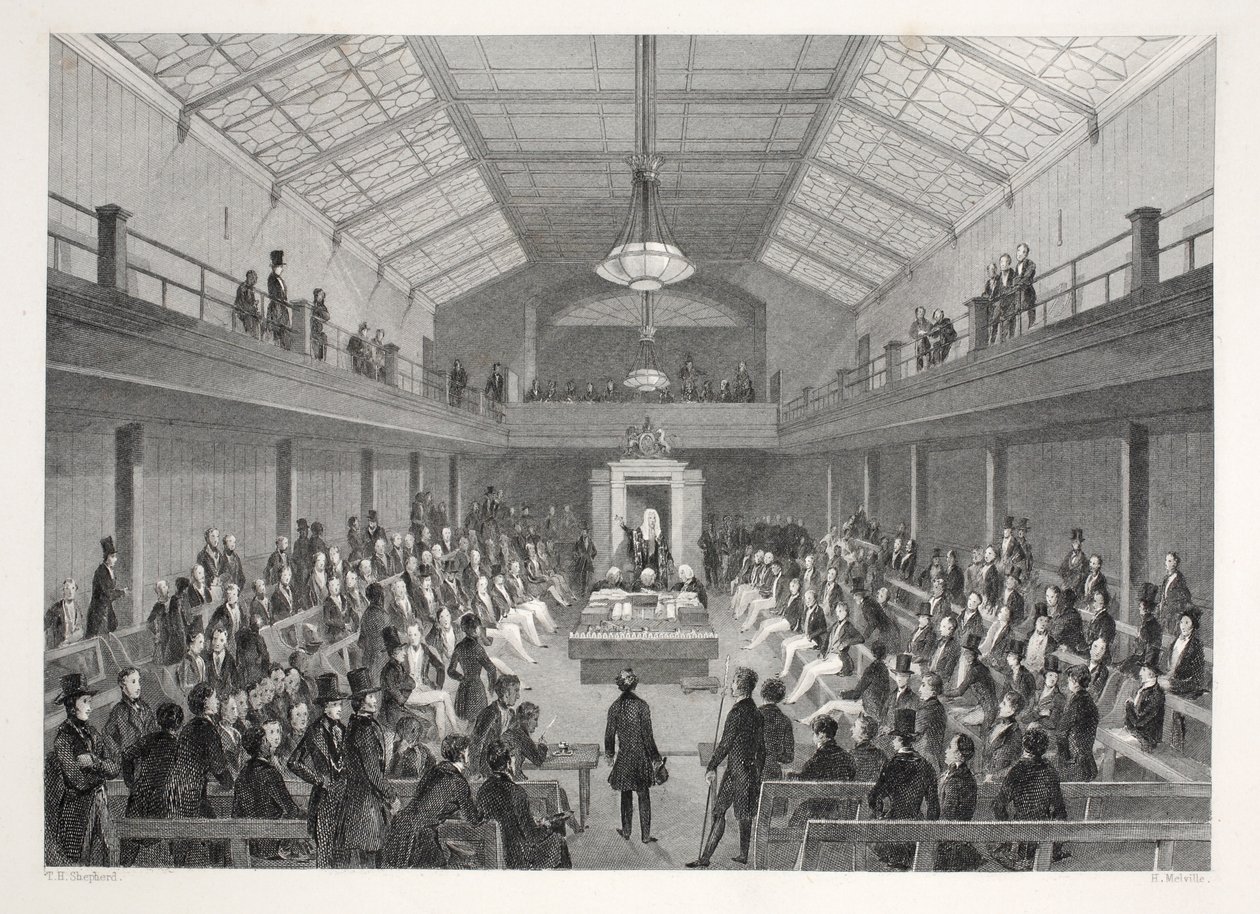 Izba Gmin, z pubu „London Interiors withich Costumes and Ceremonies”. Joseph Mead, Londyn, c.1843 (rycina stalowa) autorstwa Thomas Hosmer Shepherd
