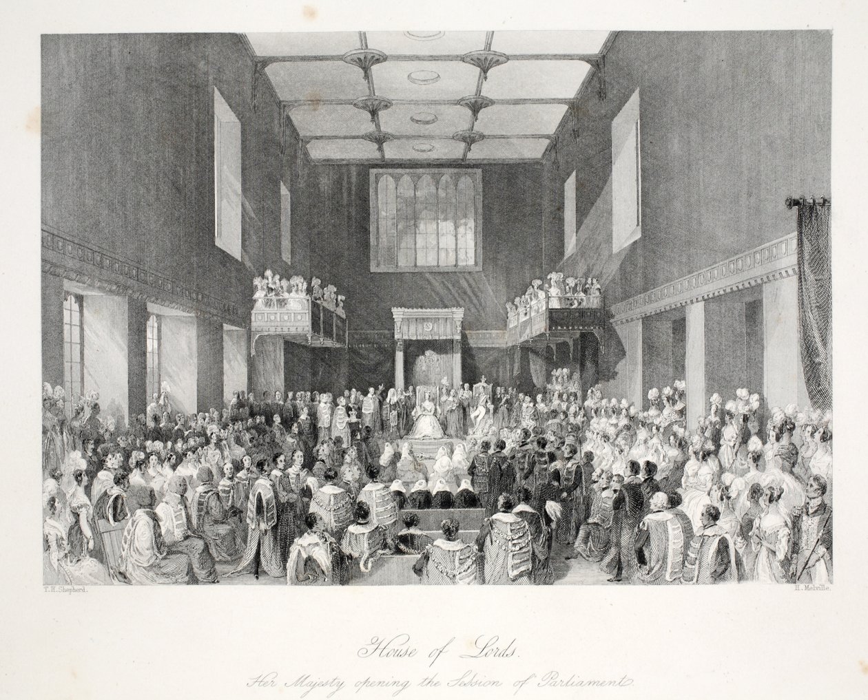 House of Lords, z pubu „London Interiors withich Costumes and Ceremonies”. Joseph Mead, Londyn, c.1843 (rycina stalowa) autorstwa Thomas Hosmer Shepherd