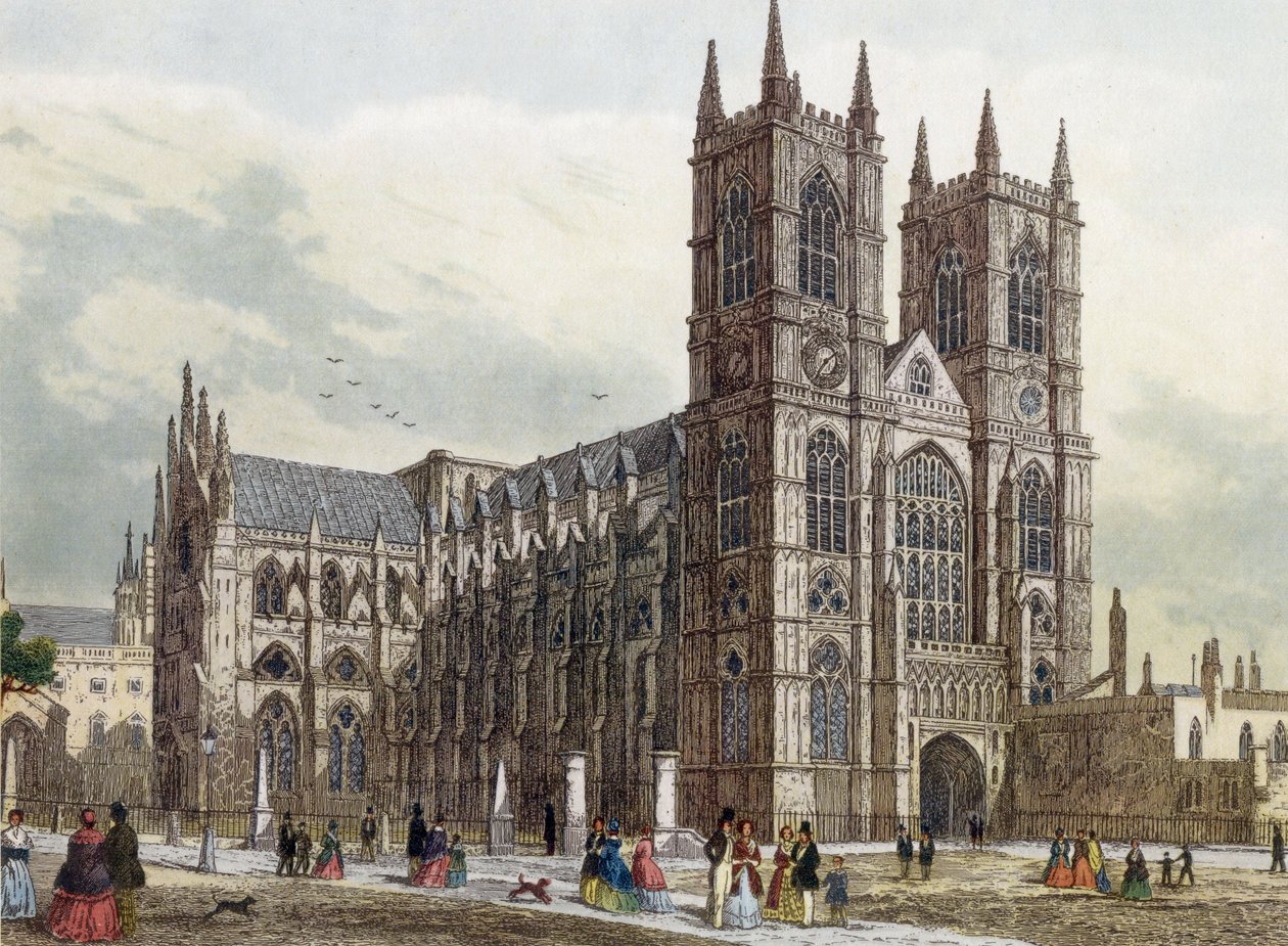 Londyn: Opactwo Westminsterskie, ok. 1840 (grawerowanie) autorstwa Thomas Hosmer Shepherd