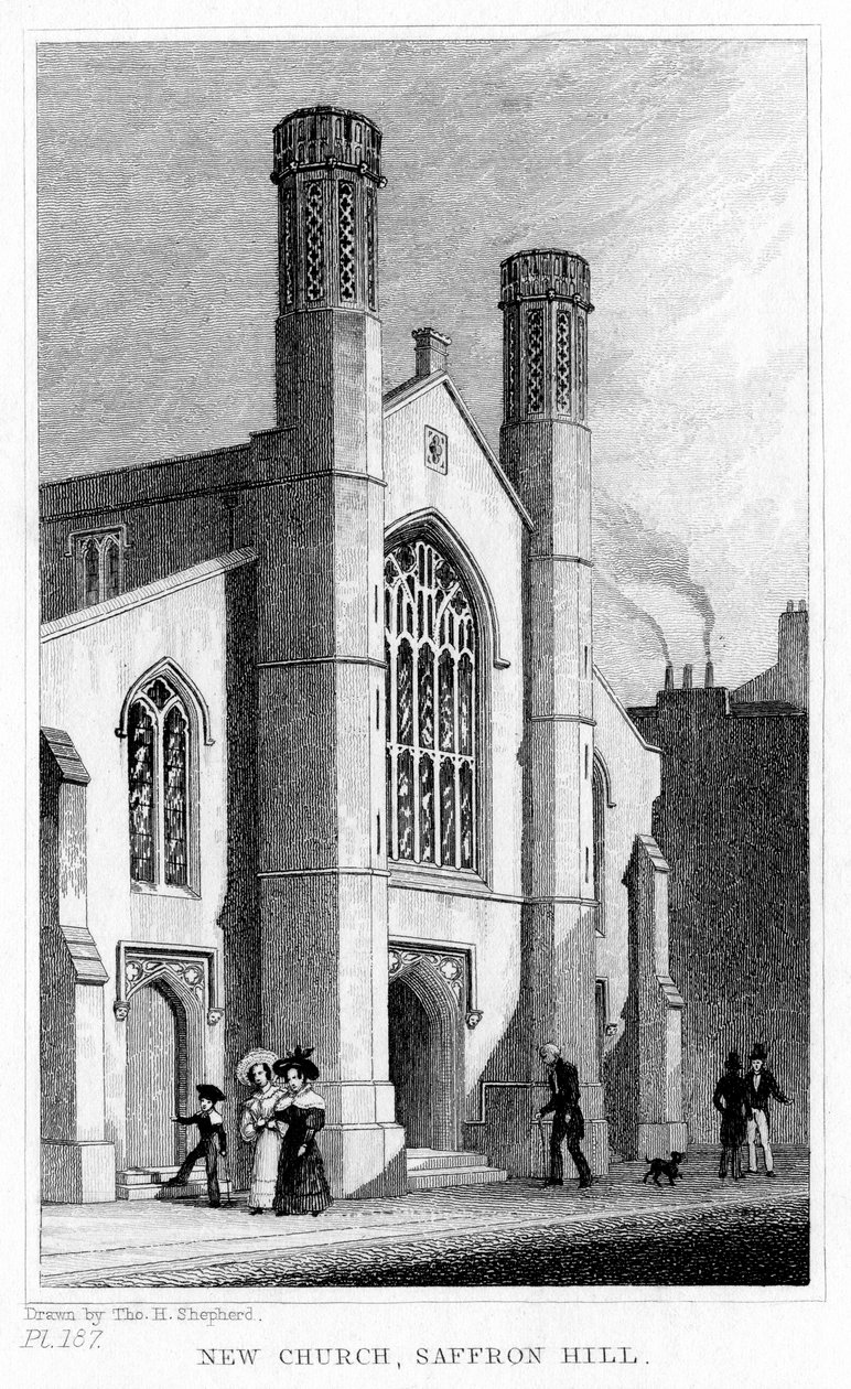 New Church, Saffron Hill, Camden, Londyn, XIX wiek. autorstwa Thomas Hosmer Shepherd