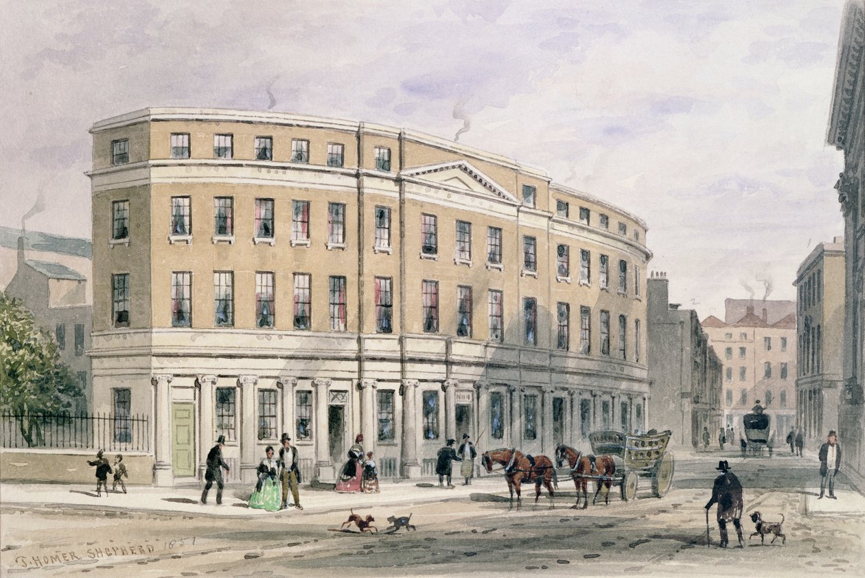 Nowe domy przy wejściu Gresham St, 1851 autorstwa Thomas Hosmer Shepherd