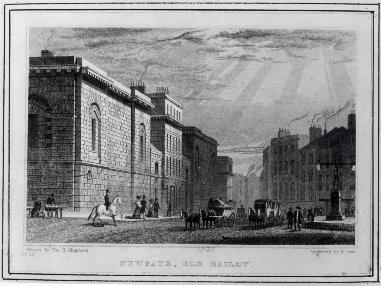 Więzienie Newgate i Old Bailey, grawerowane przez Roberta Acona, 1831 autorstwa Thomas Hosmer Shepherd