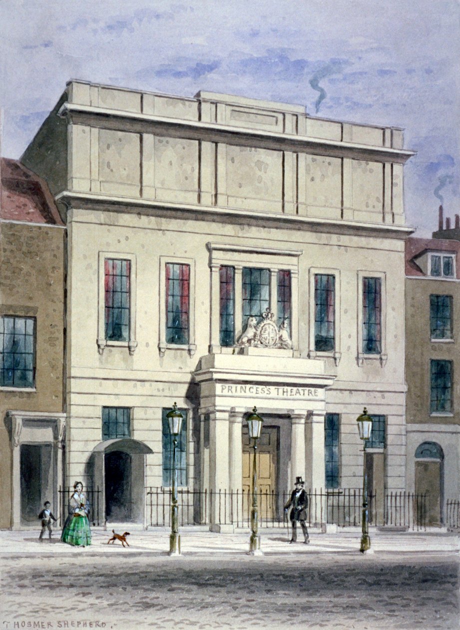 Północny front Teatru Księżniczki na Eastcastle Street, St Marylebone, Londyn, c1830 autorstwa Thomas Hosmer Shepherd