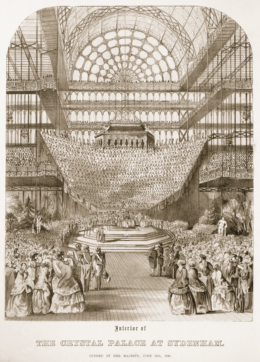 Otwarcie Crystal Palace w Sydenham przez królową Wiktorię 10 czerwca 1854 r autorstwa Thomas Hosmer Shepherd