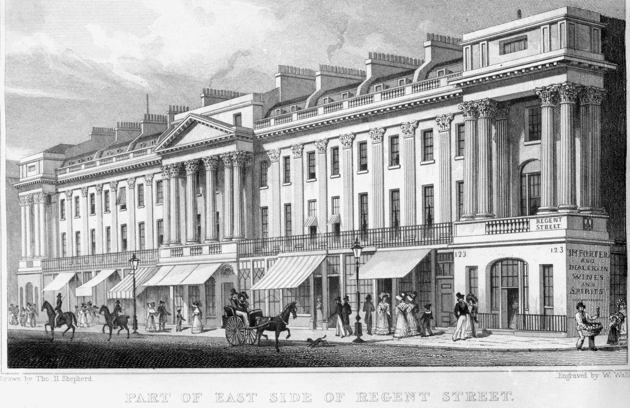 Część wschodniej strony Regent Street w Londynie autorstwa Thomas Hosmer Shepherd