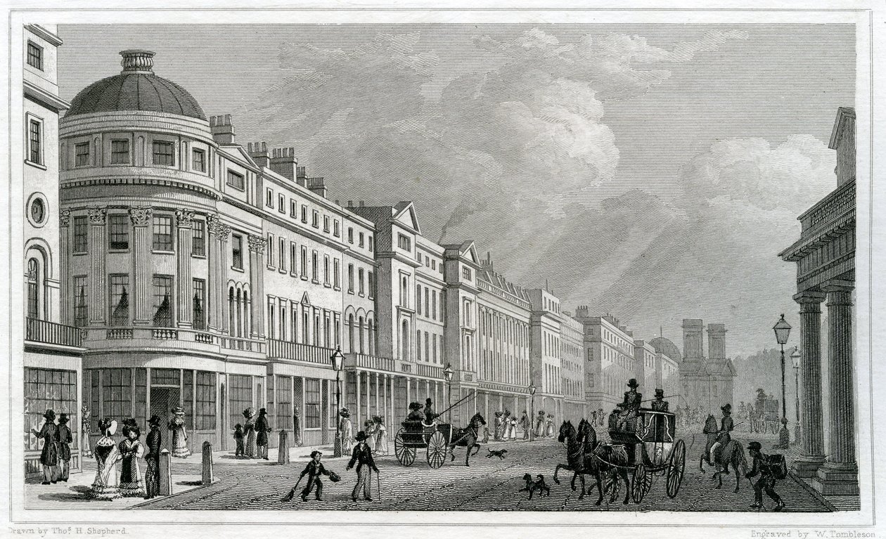 Regent Street, Londyn, z kwadrantu autorstwa Thomas Hosmer Shepherd