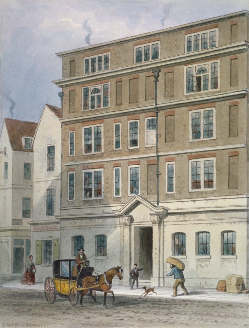 Rezydencja Titusa Oatesa, Oat Lane, City of London, 1848 autorstwa Thomas Hosmer Shepherd