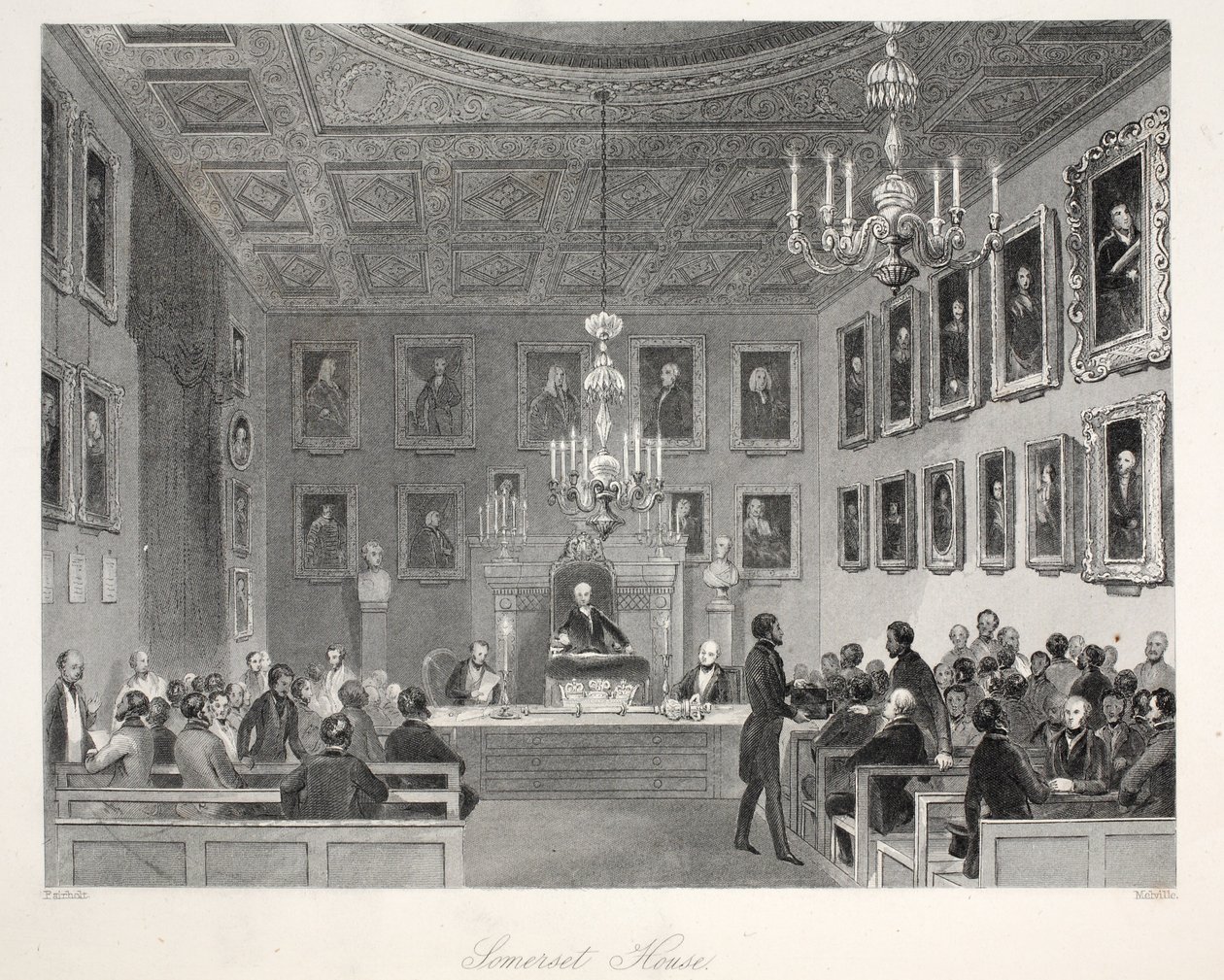 Somerset House, z pubu „London Interiors withich Costumes and Ceremonies”. Joseph Mead, Londyn, c.1843 (rycina stalowa) autorstwa Thomas Hosmer Shepherd