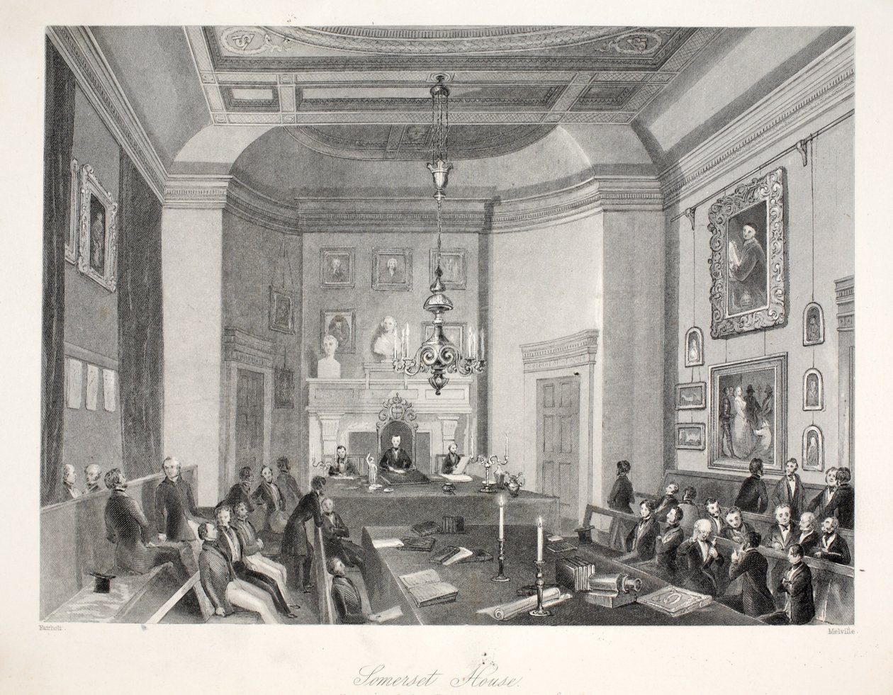 Somerset House, z pubu „London Interiors withich Costumes and Ceremonies”. Joseph Mead, Londyn, c.1843 (rycina stalowa) autorstwa Thomas Hosmer Shepherd
