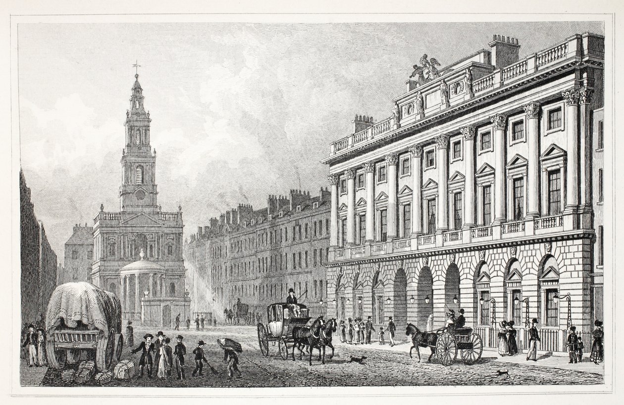 Somerset House, z pubu „Londyn i okolice w XIX wieku”. Jones und Co., 1827-1829 autorstwa Thomas Hosmer Shepherd