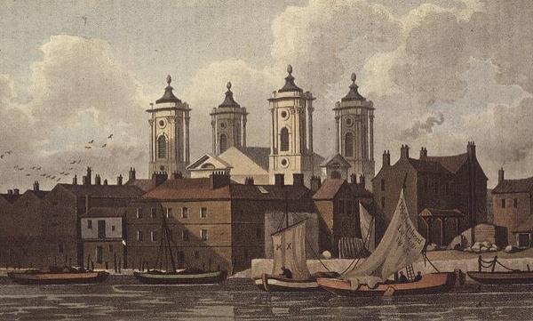 Kościół św. Jana, Smith Square (akwatinta) autorstwa Thomas Hosmer Shepherd